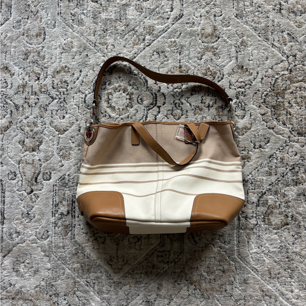 Coach Tan and Cream Shoulder Bag